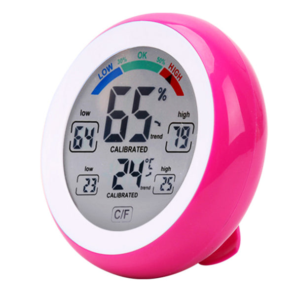 Indoor Outdoor Thermometer Hygrometer,Wireless Electronic Temperature Humidity Meter,Round Touch Screen Household Digital LCD Display Weather Station Tester