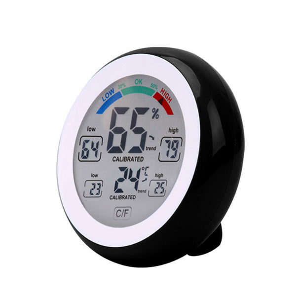 Indoor Outdoor Thermometer Hygrometer,Wireless Electronic Temperature Humidity Meter,Round Touch Screen Household Digital LCD Display Weather Station Tester