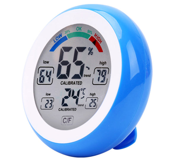 Indoor Outdoor Thermometer Hygrometer,Wireless Electronic Temperature Humidity Meter,Round Touch Screen Household Digital LCD Display Weather Station Tester