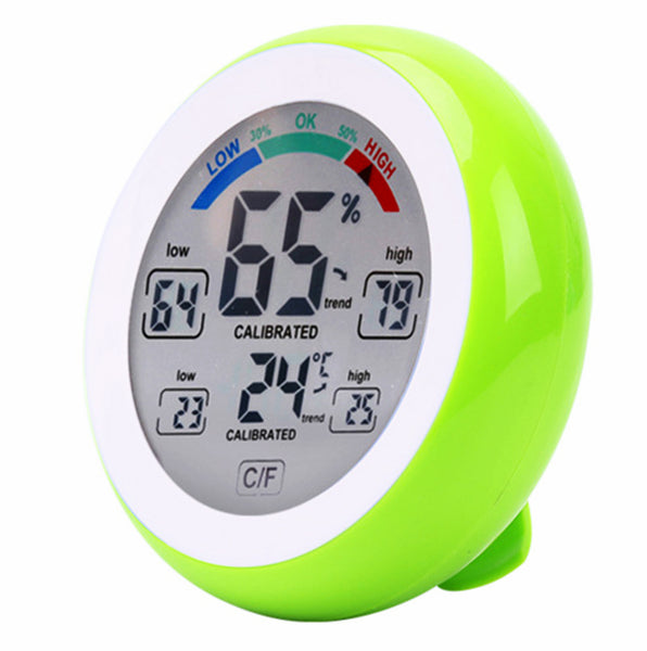 Indoor Outdoor Thermometer Hygrometer,Wireless Electronic Temperature Humidity Meter,Round Touch Screen Household Digital LCD Display Weather Station Tester