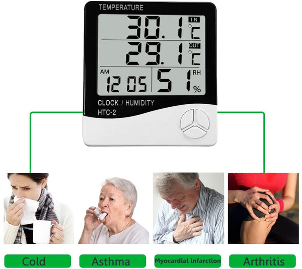 Mengshen Digital Hygrometer Thermometer Indoor & Outdoor Temperature Monitor Home Office Temp Humidity Gauge Meter LCD Display Battery Included TH03