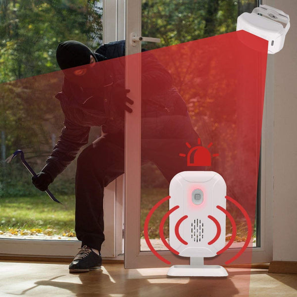 Mengshen Motion Sensor Alarm, Wireless Doorbell Alert for Door Entry Driveway Mailbox Shop Visitors Home Security System Kit with Sensor and Receiver