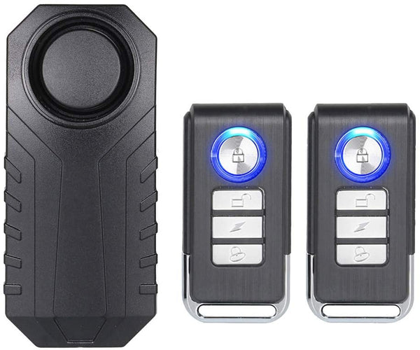 Mengshen Wireless Bicycle Motorcycle Alarm, Waterproof Anti-Theft Security Sensor Alarm with 113dB Super Loud Sound, 7 level Sensitivity (2 Remote Control Included)