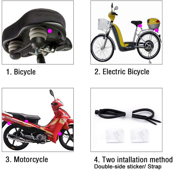 Mengshen Bicycle Alarm, Wireless Anti-Theft Burglar Security Alarm for Bike Motorcycle Car Vehicles Door Window, 113db Super Loud and Waterproof (Remote Control Included)