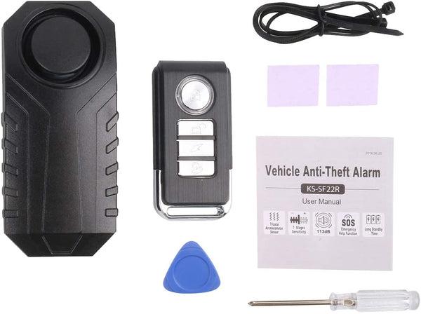 Mengshen Bicycle Alarm, Wireless Anti-Theft Burglar Security Alarm for Bike Motorcycle Car Vehicles Door Window, 113db Super Loud and Waterproof (Remote Control Included)