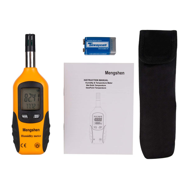 Mengshen Digital Temperature and Humidity Meter with Dew Point and Wet Bulb Temperature, Battery Included M86