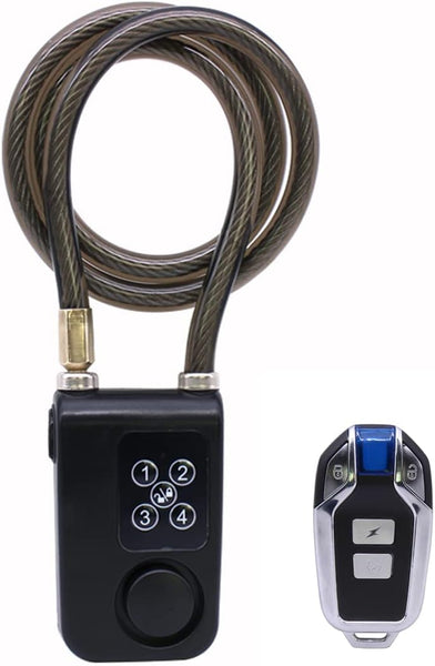 Mengshen Bicycle Lock with Remote Control, Anti-Theft Vibration Alarm with 80 cm Cable Length, IP55 Waterproof for Bicycle, Motorcycle, Door, Fence, Gate, Scooter, Pushchair