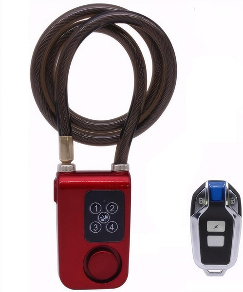 Mengshen Bicycle Lock with Remote Control, Anti-Theft Vibration Alarm with 80 cm Cable Length, IP55 Waterproof for Bicycle, Motorcycle, Door, Fence, Gate, Scooter, Pushchair