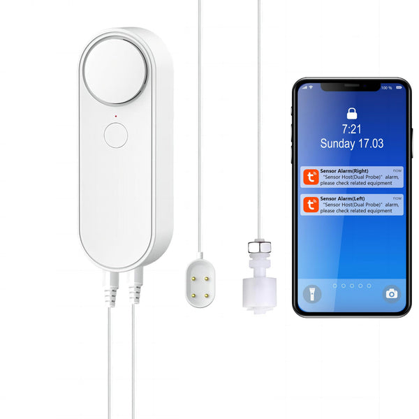 Mengshen WiFi Water Leak & Water Level Detector, 2-In-1 Tuya Smart Sensor Alarm Loud Volume APP Alert Monitoring with 6.5 Feet Detection Line for Swimming Pool Fish Tank Aquarium