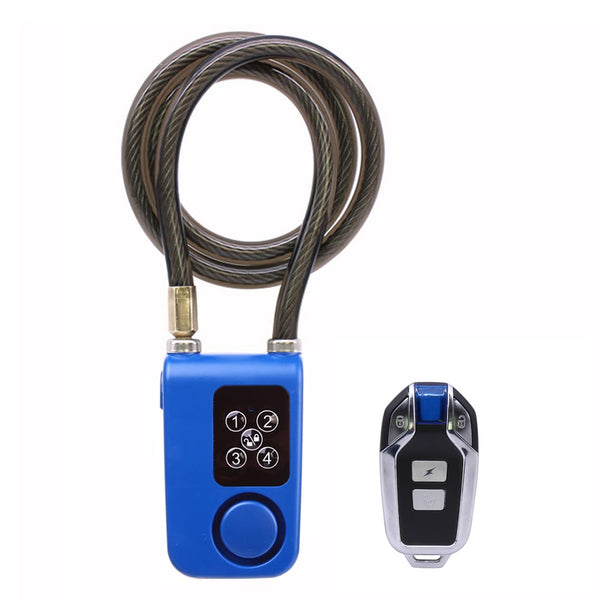 Mengshen Bicycle Lock with Remote Control, Anti-Theft Vibration Alarm with 80 cm Cable Length, IP55 Waterproof for Bicycle, Motorcycle, Door, Fence, Gate, Scooter, Pushchair