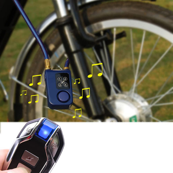 Mengshen Bicycle Lock with Remote Control, Anti-Theft Vibration Alarm with 80 cm Cable Length, IP55 Waterproof for Bicycle, Motorcycle, Door, Fence, Gate, Scooter, Pushchair