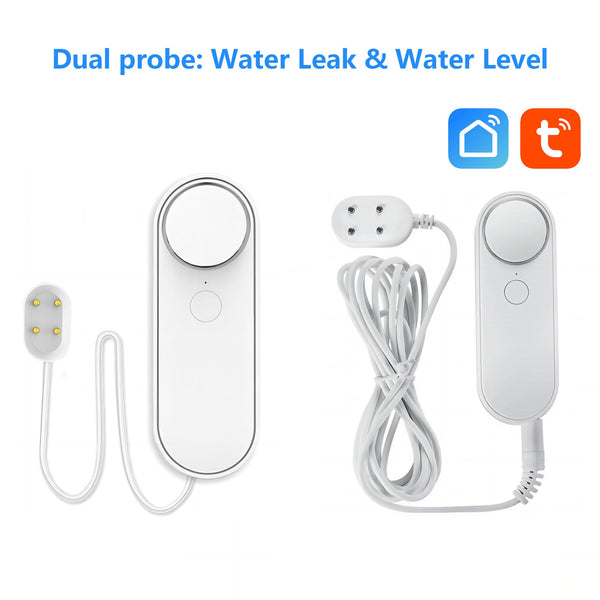 Mengshen WiFi Water Leak & Water Level Detector, 2-In-1 Tuya Smart Sensor Alarm Loud Volume APP Alert Monitoring with 6.5 Feet Detection Line for Swimming Pool Fish Tank Aquarium