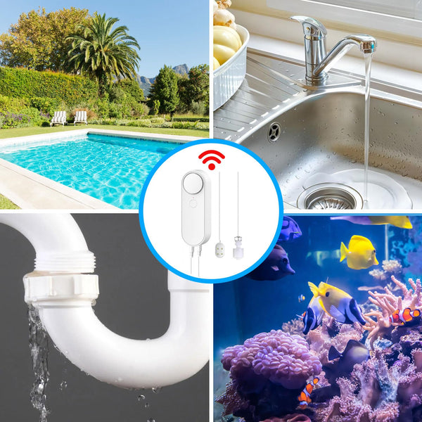 Mengshen WiFi Water Leak & Water Level Detector, 2-In-1 Tuya Smart Sensor Alarm Loud Volume APP Alert Monitoring with 6.5 Feet Detection Line for Swimming Pool Fish Tank Aquarium