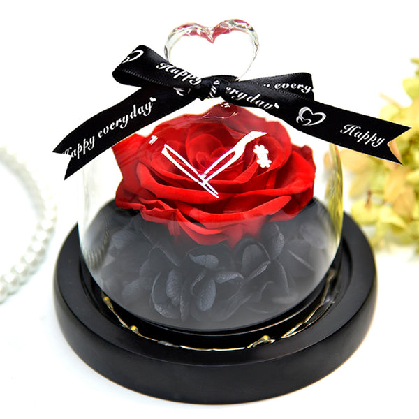 ThreeH Beautiful Flowers Eternal Rose Preserved Real Rose in Glass Dome Creative Gift for Valentine's Mother's Day Christmas Anniversary Birthday Thanksgiving Girls