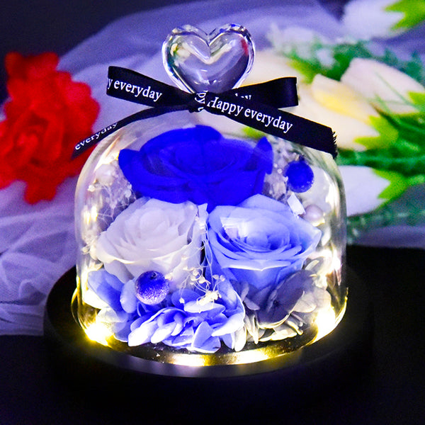 ThreeH Beautiful Flowers Eternal Rose Preserved Real Rose in Glass Dome Creative Gift for Valentine's Mother's Day Christmas Anniversary Birthday Thanksgiving Girls