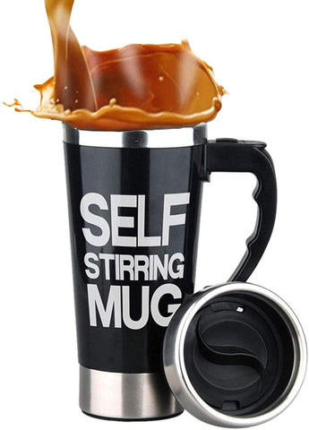 Mengshen Self Stirring Mug - Portable Lazy Auto Mixing Tea Coffee Cup Perfect For Office Home Outdoor Gift 450ml A008 Black