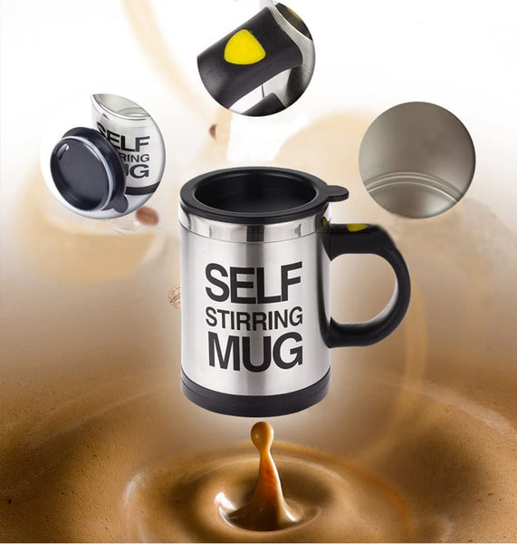 Mengshen Self Stirring Cup Stainless Steel Automatic Mixing for Traveling Morning, Office Men and Women MS-A004 Black