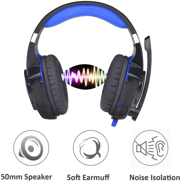 Mengshen Stereo Gaming Headset - with Mic, Volume Control and Cool LED Lights - Compatible with PC, Laptop, Smartphone,PS4 and Xbox One Controller,G2000