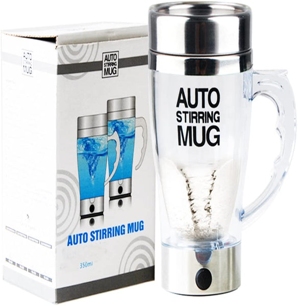 Mengshen Self Stirring Mug - Multipurpose Mixer Auto Stir Coffee Tea Cup Portable Electric Stainless Steel Transparent A034