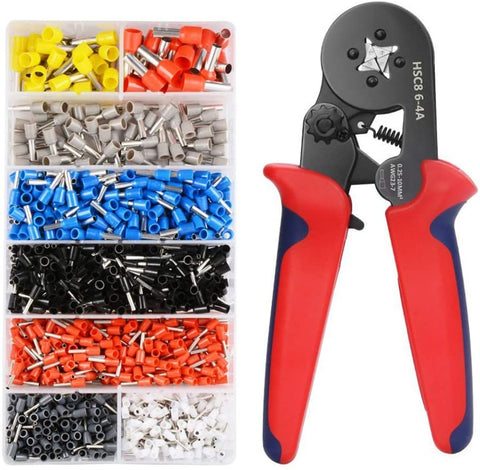 Mengshen Ferrule Crimping Tool Set - Ferrule Crimper Plier w/ 1200pcs Wire Terminals Ends, AWG 23-7, 0.25-10mm² ME02K