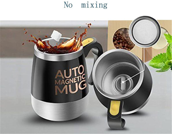 Mengshen Self Stirring Mug Coffee Cup /Auto Magnetic Mixing Tea Hot Chocolate Cocoa Protein 450ml A006 Black