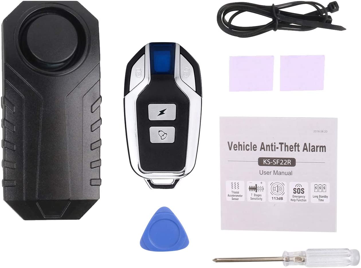 Mengshen Updated Anti Theft Bicycle Alarm, 113dB Waterproof Wireless A