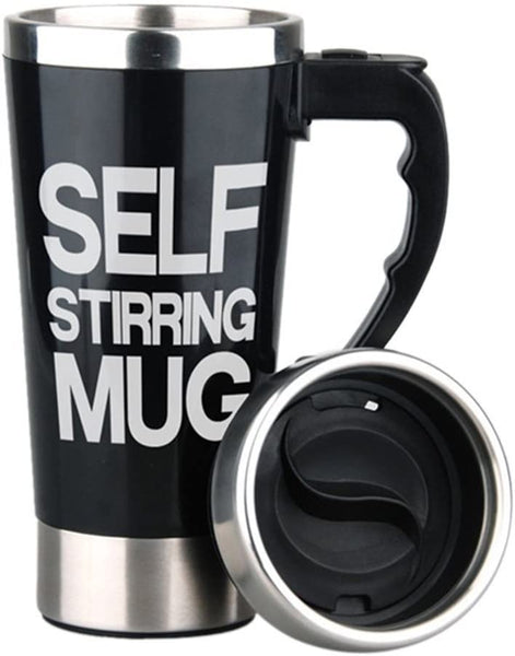 Mengshen Self Stirring Mug - Portable Lazy Auto Mixing Tea Coffee Cup Perfect For Office Home Outdoor Gift 450ml A008 Black
