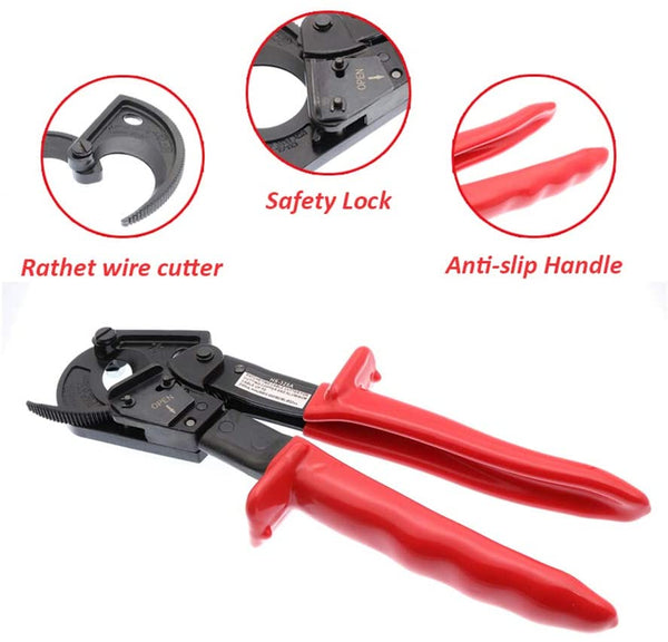 Mengshen Ratcheting Cable Wire Cutter, Heavy Duty Aluminum Copper Ratchet Cable Cutting Hand Tool, Cut up to 240mm² ME04