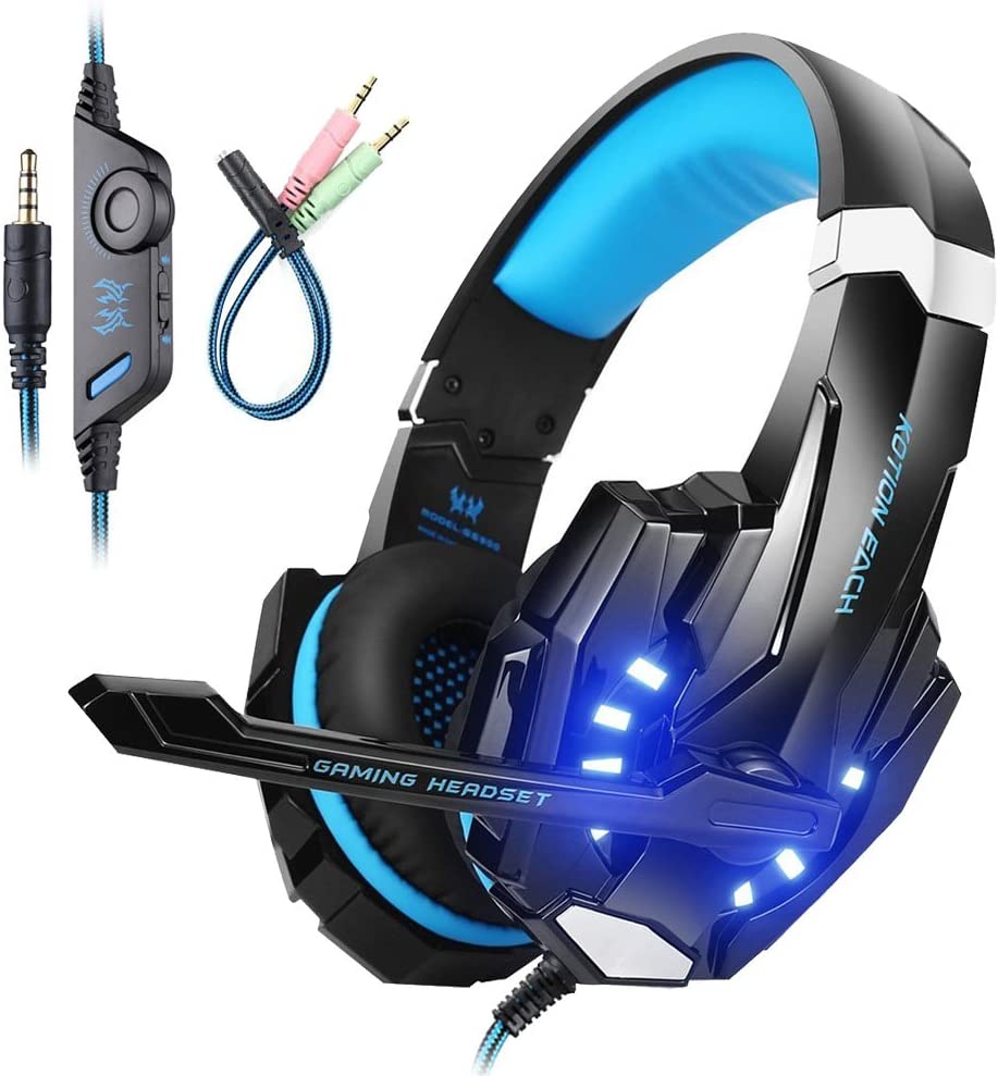 Mengshen Gaming Headset with Microphone/LED Light/Bass Contour/Noise Cancellation,G9000