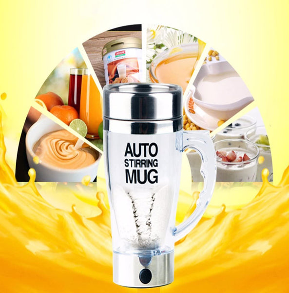 Mengshen Self Stirring Mug - Multipurpose Mixer Auto Stir Coffee Tea Cup Portable Electric Stainless Steel Transparent A034