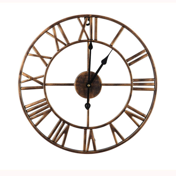 Mengshen Large Metal Wall Clock European Retro Decorative Clock with Roman Numerals Non-Ticking Silent Ideal for Home Living Room Bedroom Kitchen 50CM AD02