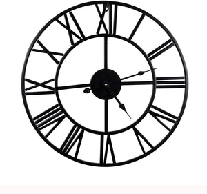 Mengshen Large Metal Wall Clock European Retro Decorative Clock with Roman Numerals Non-Ticking Silent Ideal for Home Living Room Bedroom Kitchen 40CM AD02