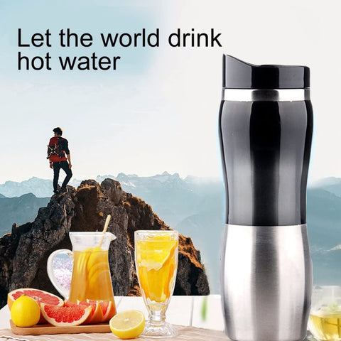 Mengshen Car Electric Mug - 12 Volt 400ML 50W Portable Cigarette Lighter Coffee Cup Kettle Pot Electric Rice Tea Insulated Stainless Steel Heating up to 100 degrees Celsius, CA102 Black